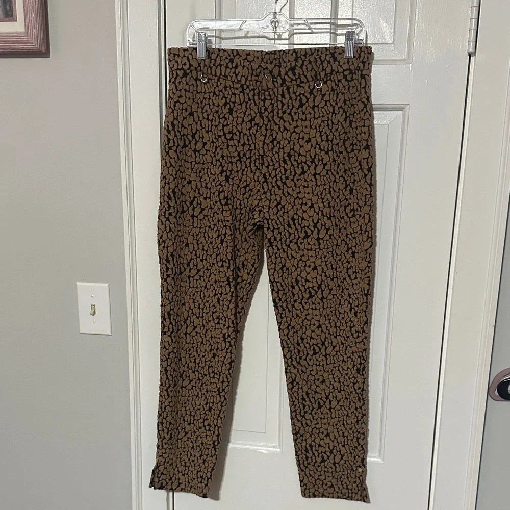 Michael Michael Kors Black and Tan Animal Print Pants size large